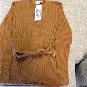 Tan Sweater with Belt by